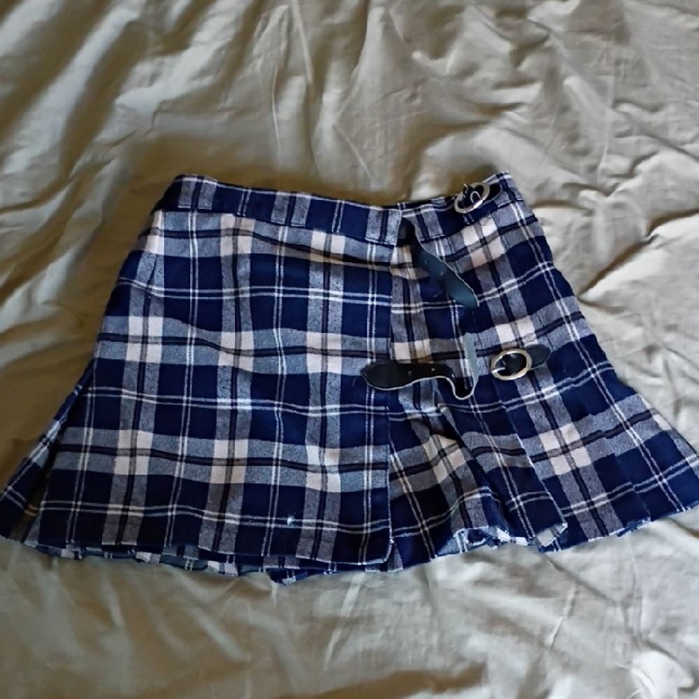 Old School Brandy Melville Navy Plaid Mini Skirt